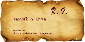 Radván Irma névjegykártya